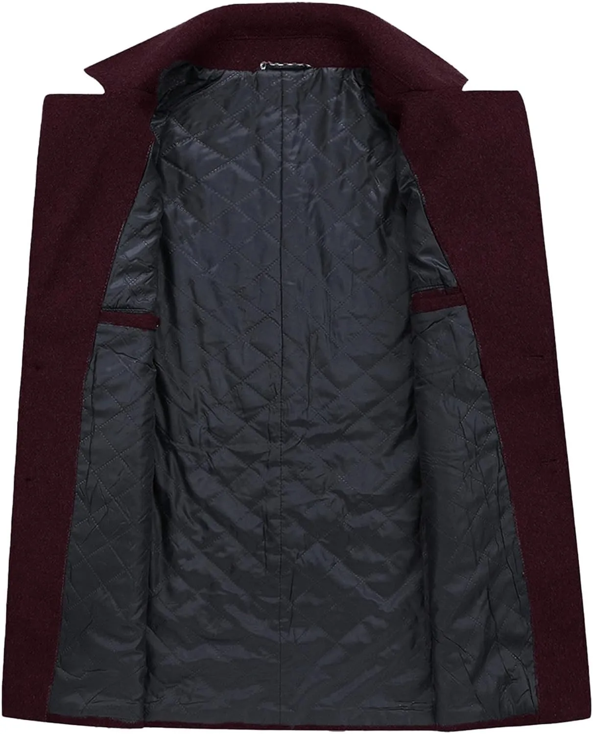 SOMTHRON Men's Wool Blend Pea Coat with Detachable Scarfs Single Breasted Notch Lapel Winter Mid Long Trench Coat Overcoat