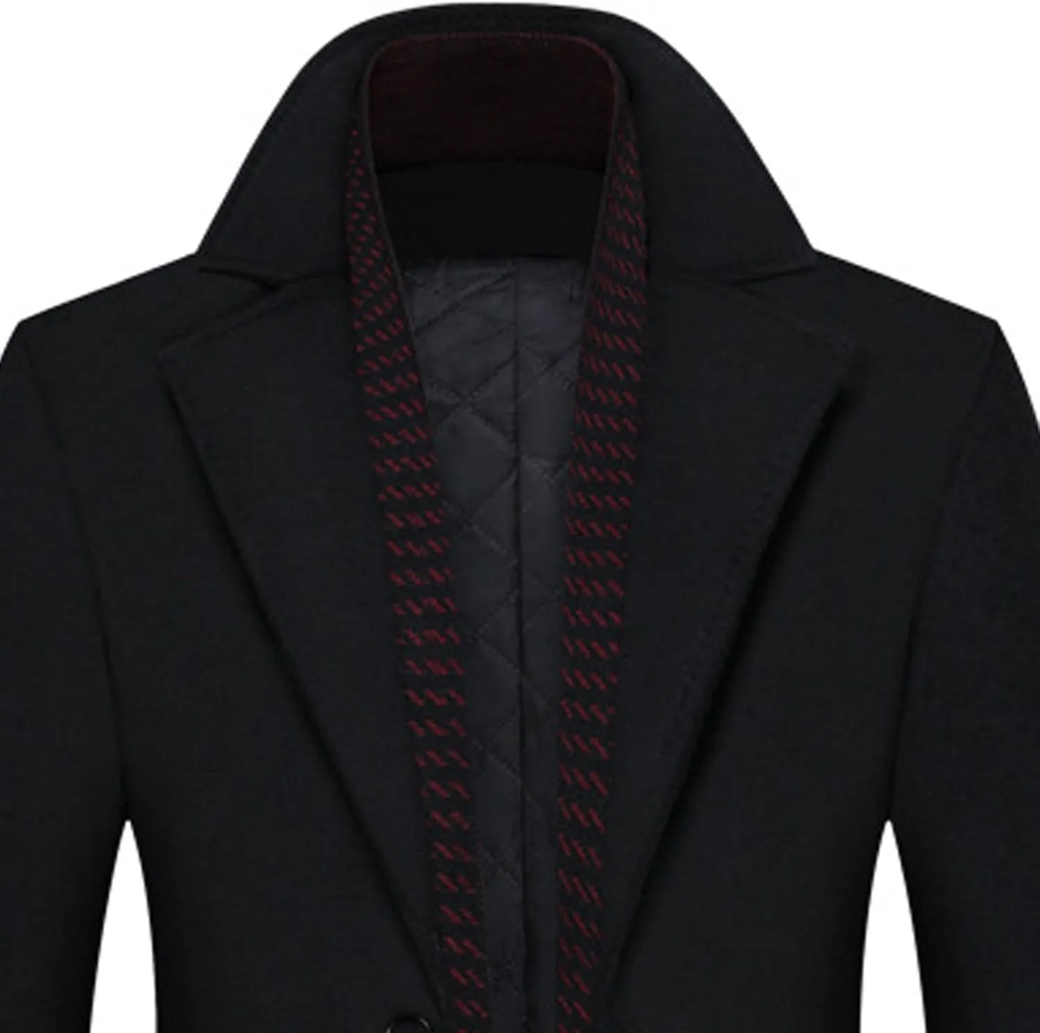SOMTHRON Men's Wool Blend Pea Coat with Detachable Scarfs Single Breasted Notch Lapel Winter Mid Long Trench Coat Overcoat