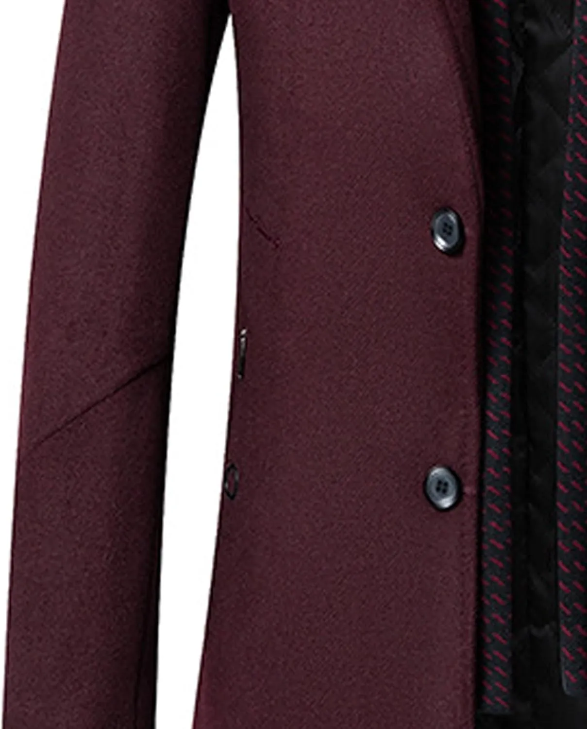 SOMTHRON Men's Wool Blend Pea Coat with Detachable Scarfs Single Breasted Notch Lapel Winter Mid Long Trench Coat Overcoat