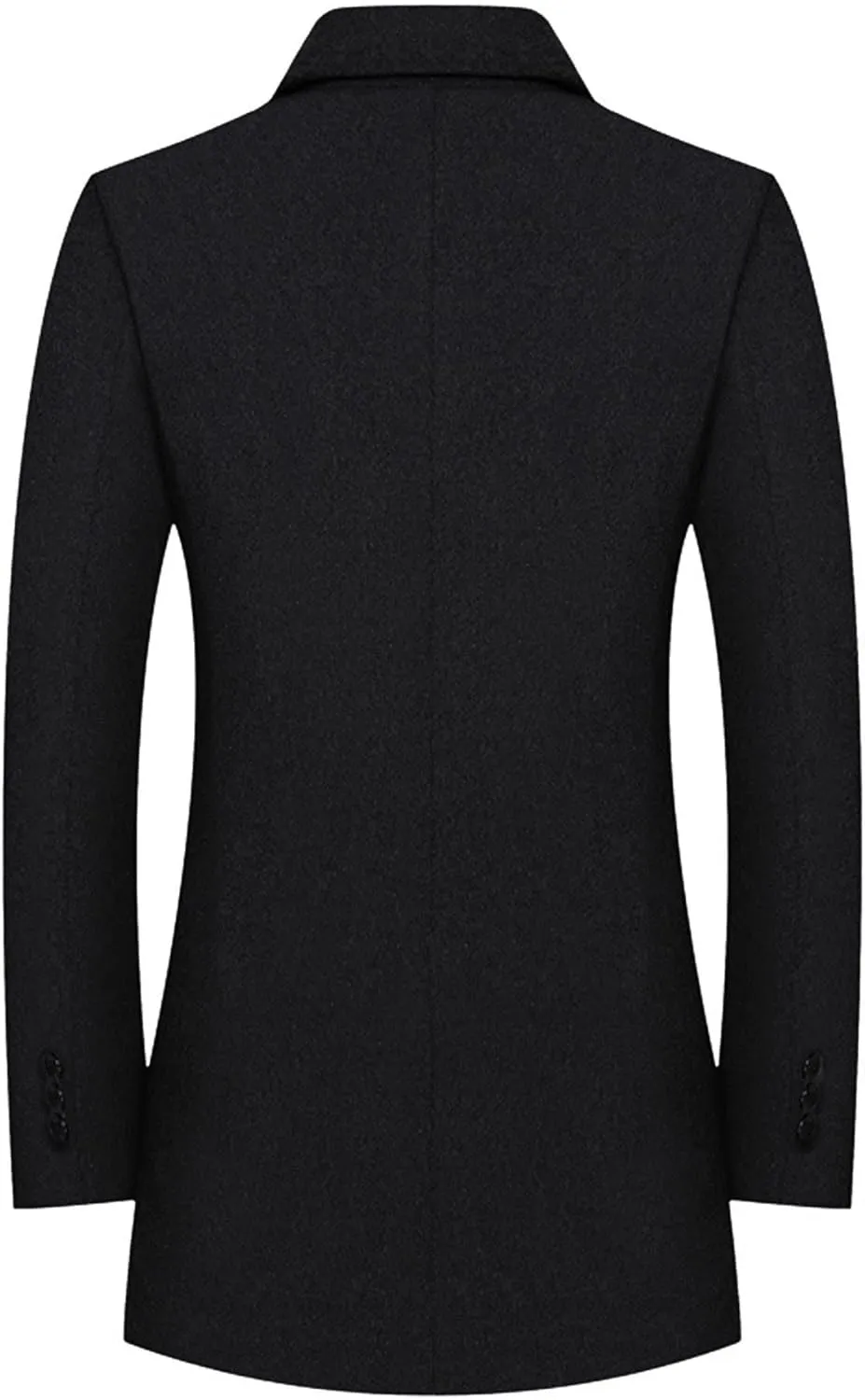 SOMTHRON Men's Wool Blend Pea Coat with Detachable Scarfs Single Breasted Notch Lapel Winter Mid Long Trench Coat Overcoat