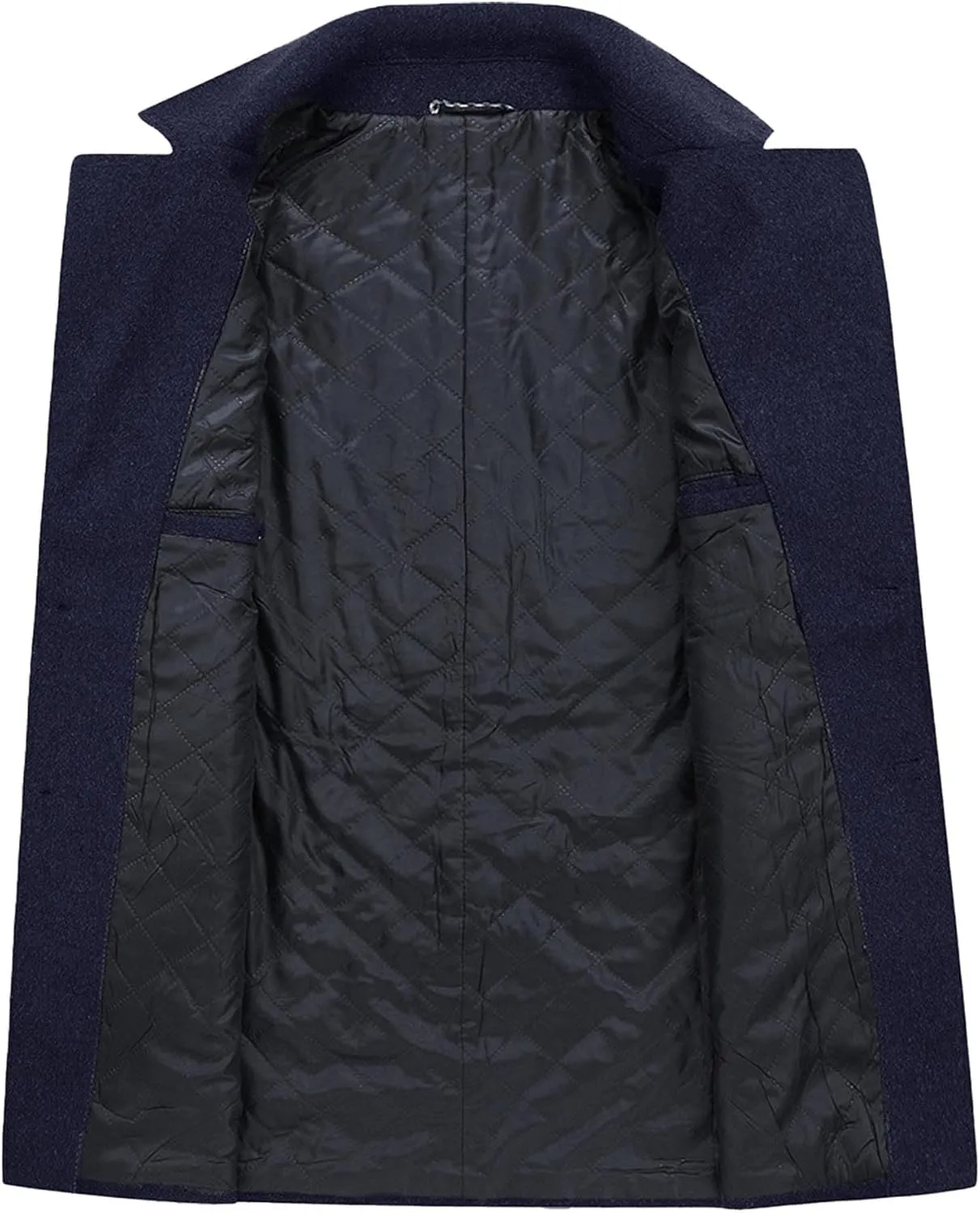SOMTHRON Men's Wool Blend Pea Coat with Detachable Scarfs Single Breasted Notch Lapel Winter Mid Long Trench Coat Overcoat