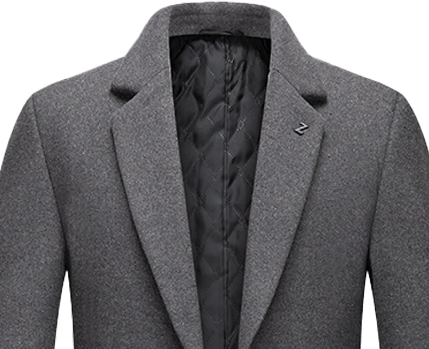 SOMTHRON Men's Wool Blend Trench Coat Single Breasted Notched Lapel Mid Long Winter Peacoat Overcoat with Pockets