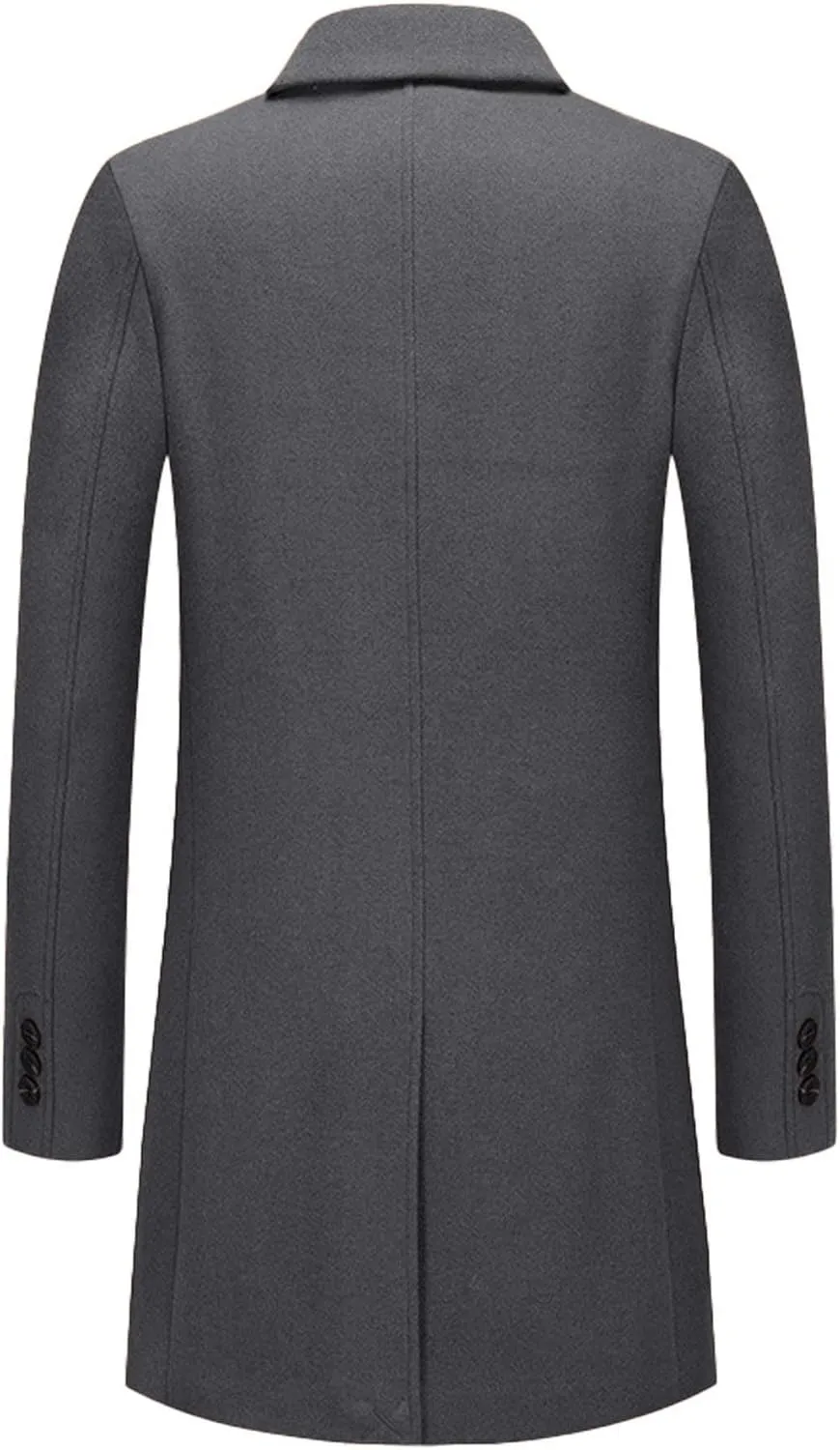 SOMTHRON Men's Wool Blend Trench Coat Single Breasted Notched Lapel Mid Long Winter Peacoat Overcoat with Pockets
