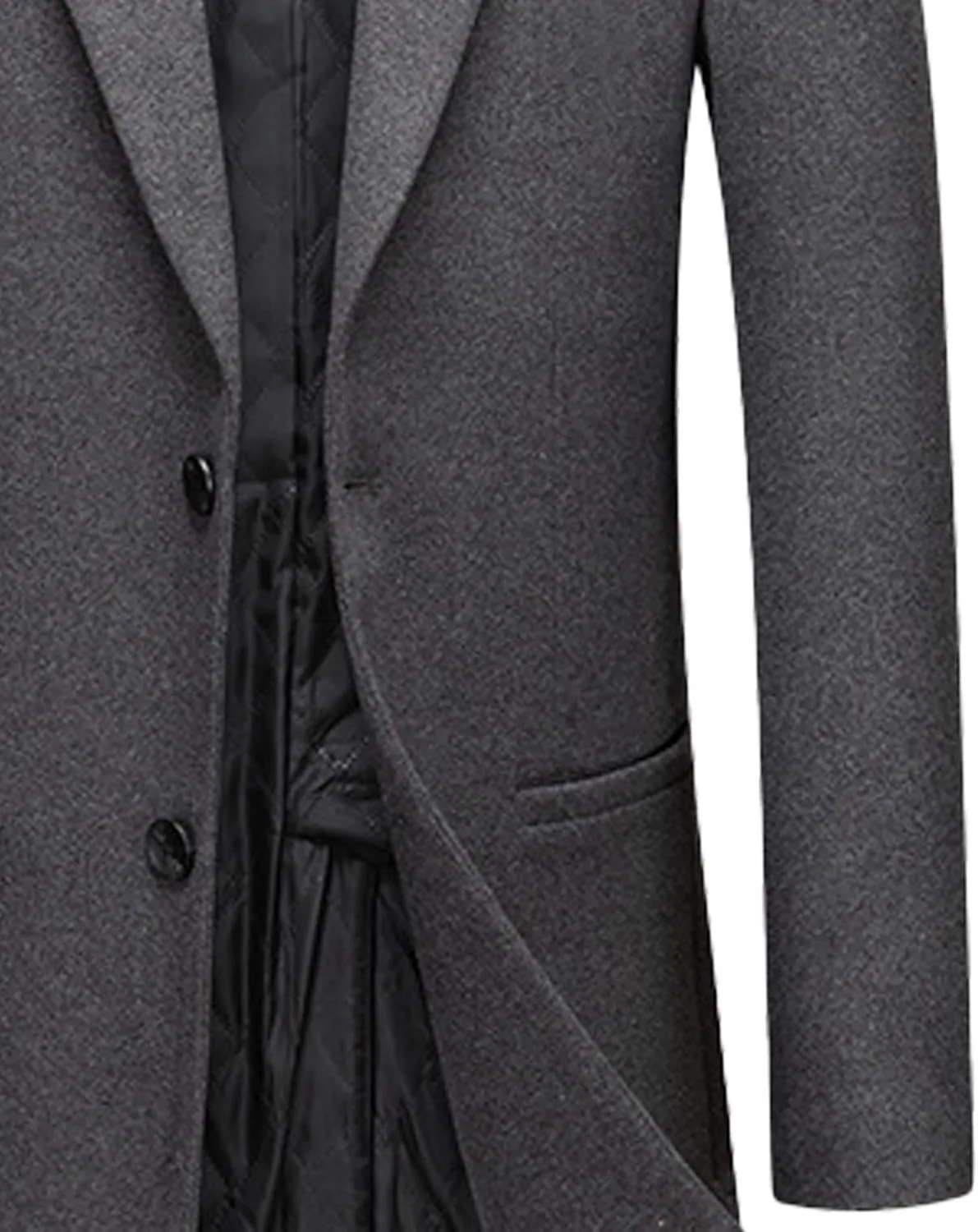 SOMTHRON Men's Wool Blend Trench Coat Single Breasted Notched Lapel Mid Long Winter Peacoat Overcoat with Pockets