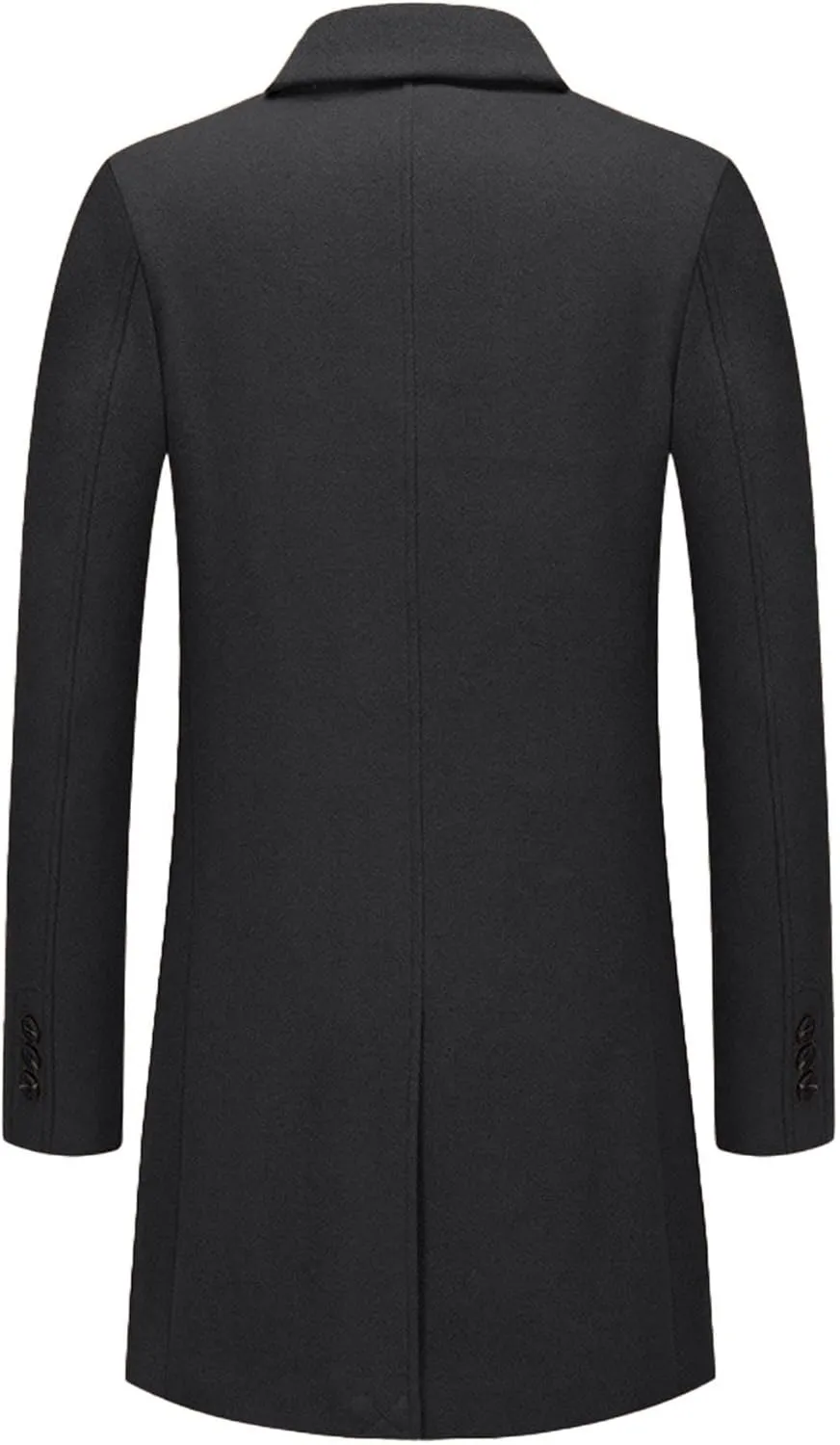 SOMTHRON Men's Wool Blend Trench Coat Single Breasted Notched Lapel Mid Long Winter Peacoat Overcoat with Pockets