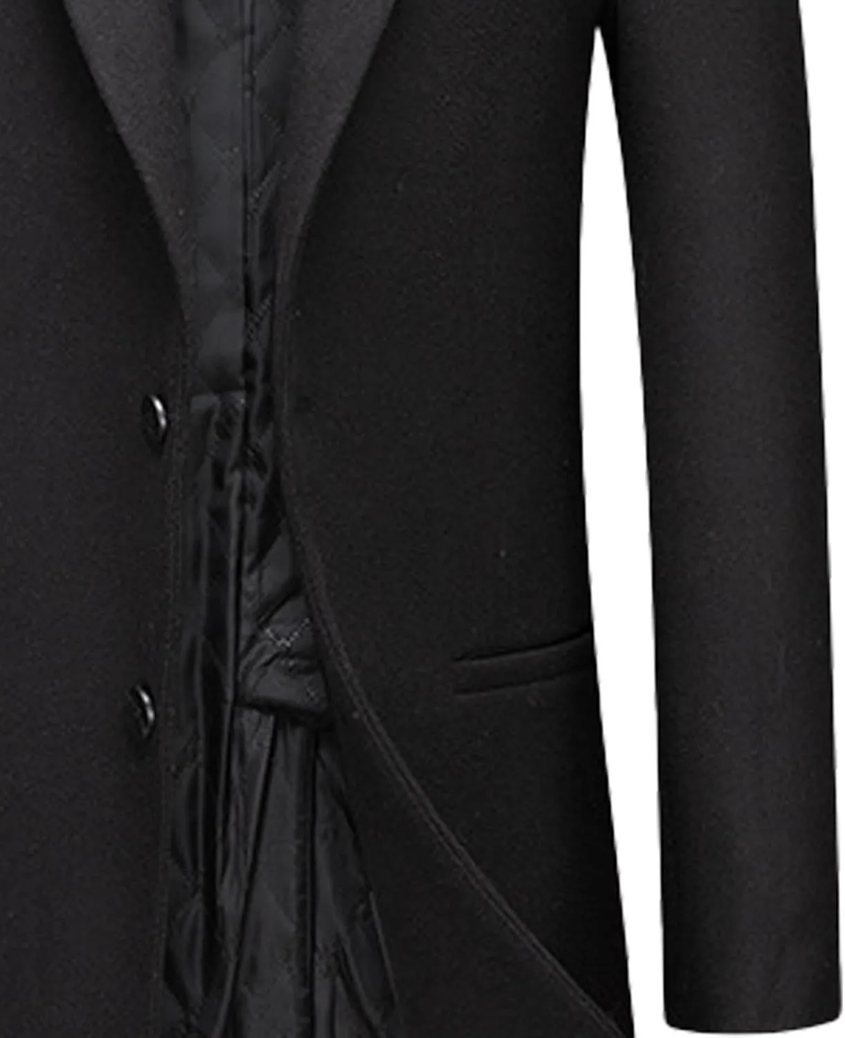 SOMTHRON Men's Wool Blend Trench Coat Single Breasted Notched Lapel Mid Long Winter Peacoat Overcoat with Pockets