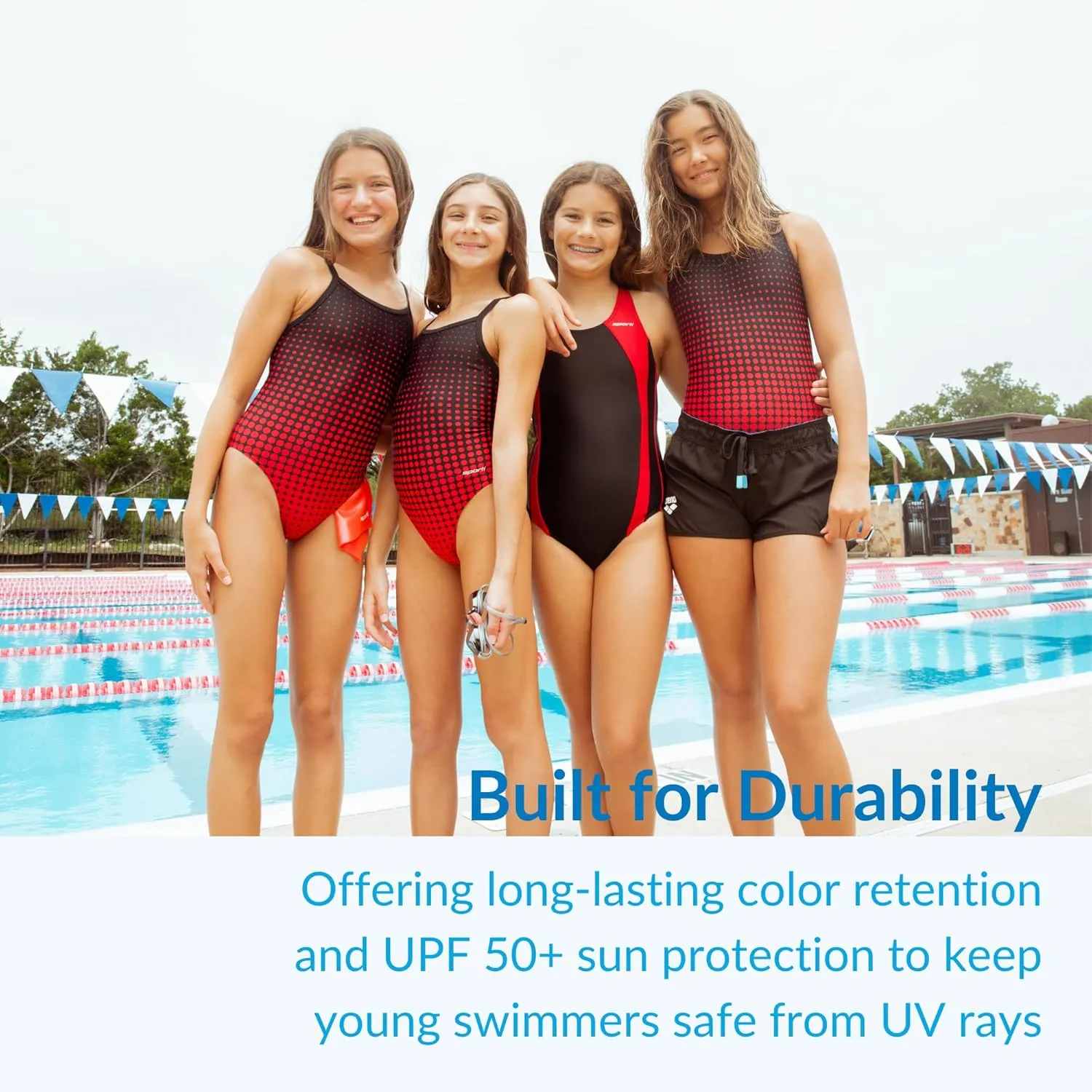 Sporti Wide Strap Girls' Athletic One-Piece Swimsuit  Competitive Bathing Suit, Racerback Style Swimwear for Youth Swimmers