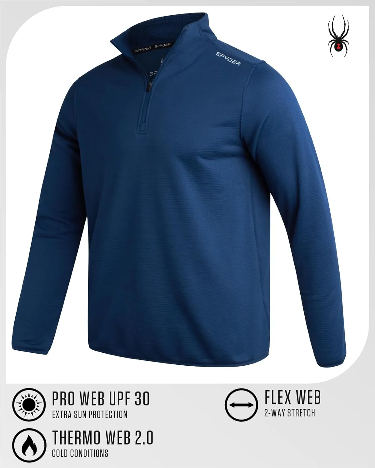 Spyder Mens Quarter Zip Pullover Sweatshirt - Athletic Fleece Sweater Quarter Zip Pullover Men - Mock Neck Sweatshirt for Men