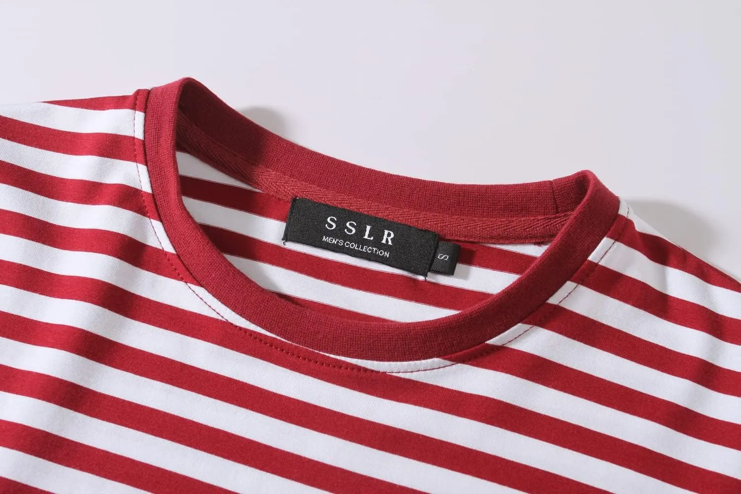 SSLR-Long-Sleeve-Tee-Shirts-for-Men-Striped T Shirts Crewneck Cotton Causal
