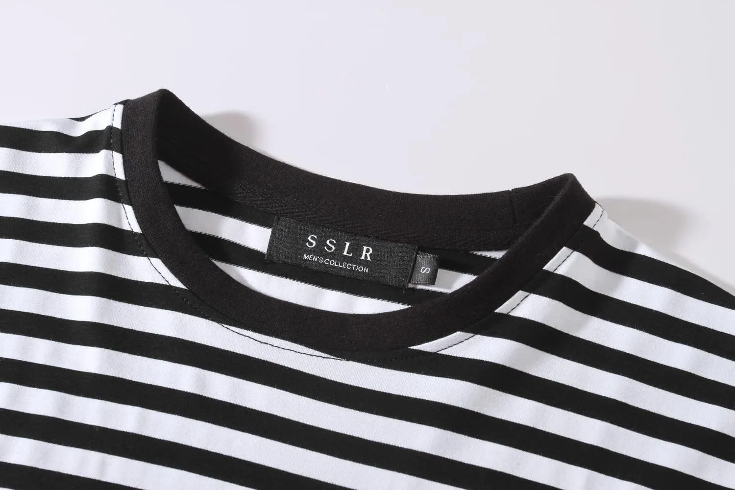 SSLR-Long-Sleeve-Tee-Shirts-for-Men-Striped T Shirts Crewneck Cotton Causal