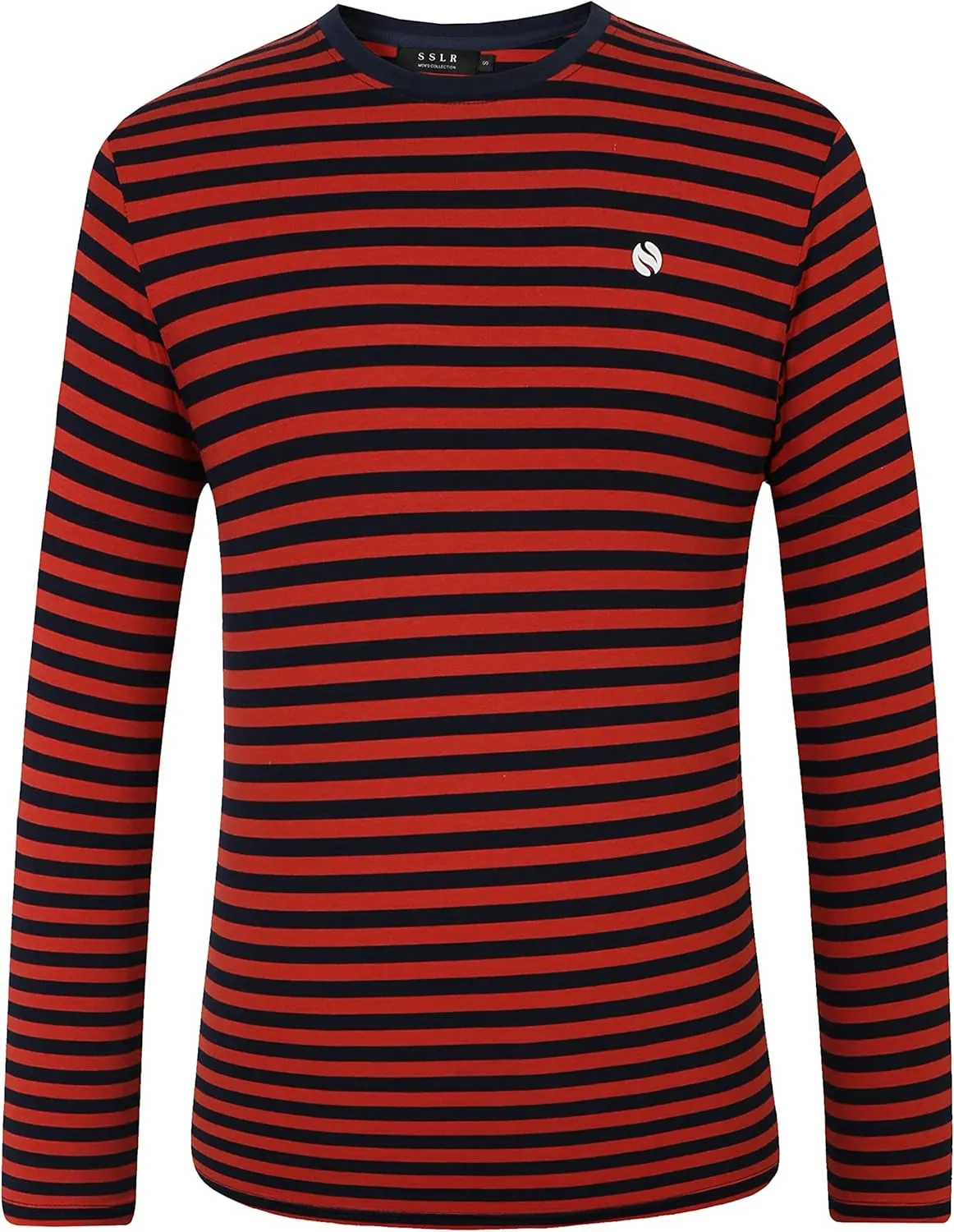 SSLR-Long-Sleeve-Tee-Shirts-for-Men-Striped T Shirts Crewneck Cotton Causal