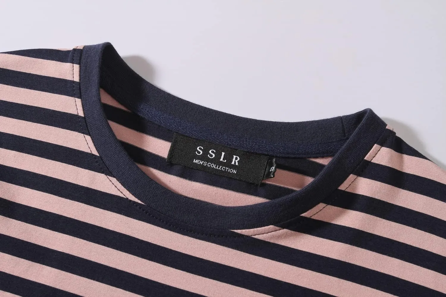 SSLR-Long-Sleeve-Tee-Shirts-for-Men-Striped T Shirts Crewneck Cotton Causal