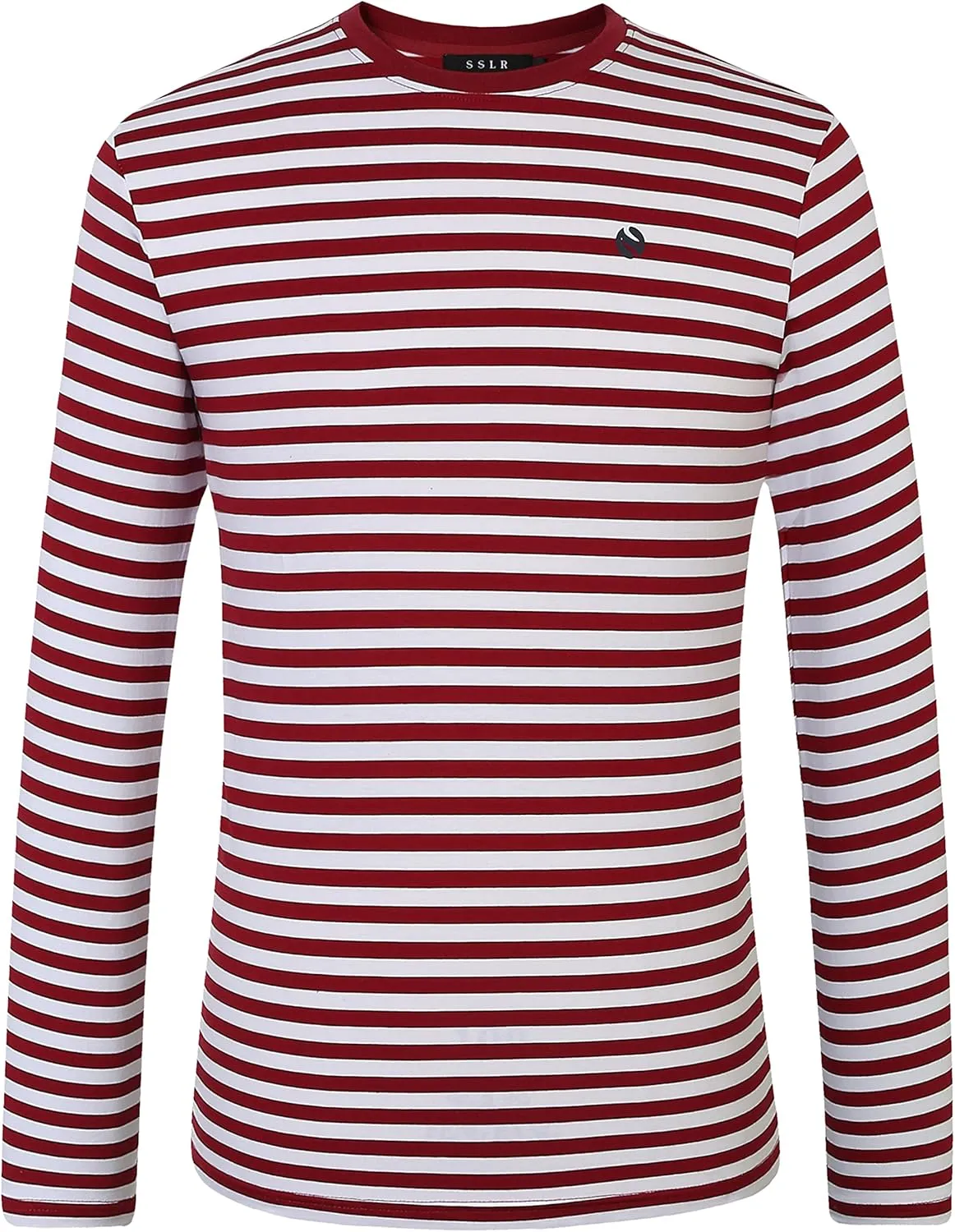 SSLR-Long-Sleeve-Tee-Shirts-for-Men-Striped T Shirts Crewneck Cotton Causal