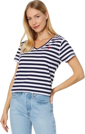STRIPED V-NECK T-SHIRT