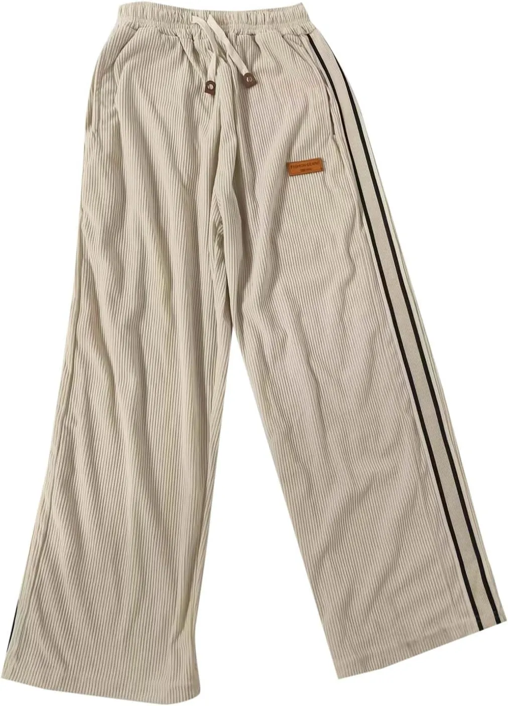 Stripes Track Pants for Men 2025 Fashion Wide Leg Elastic Waist Drawstring Trousers Casual Solid Sport Exercise Pant