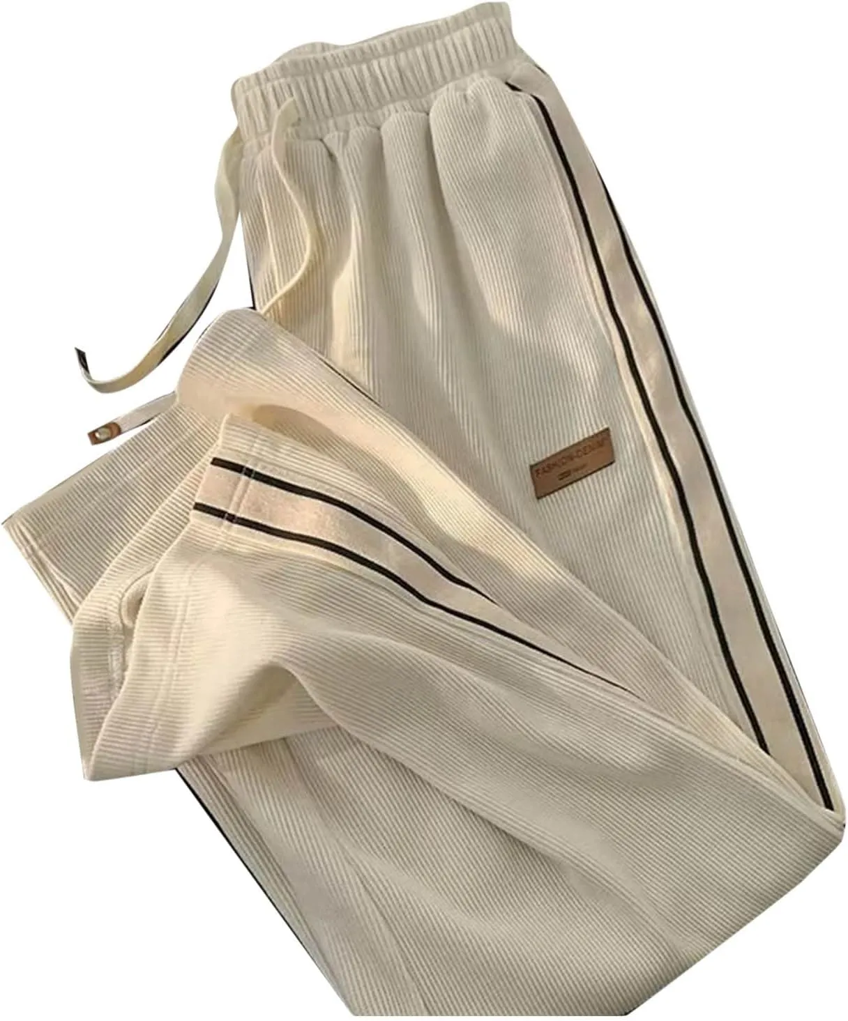 Stripes Track Pants for Men 2025 Fashion Wide Leg Elastic Waist Drawstring Trousers Casual Solid Sport Exercise Pant
