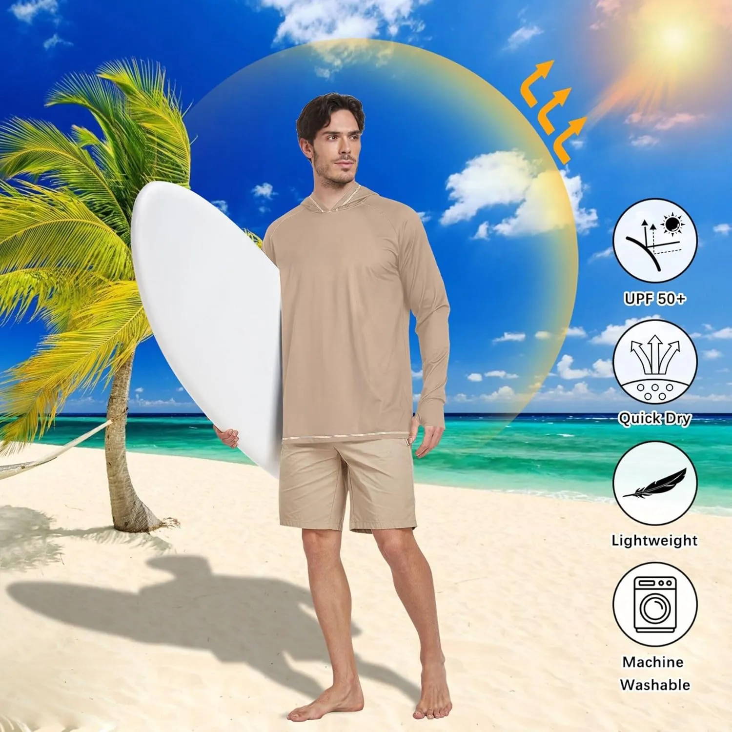 Sun Shirt Hoodie for Men Long Sleeve UPF 50   Mens Sun Shirts Quick Dry UV Rashguard for Men Sunproof Shirts