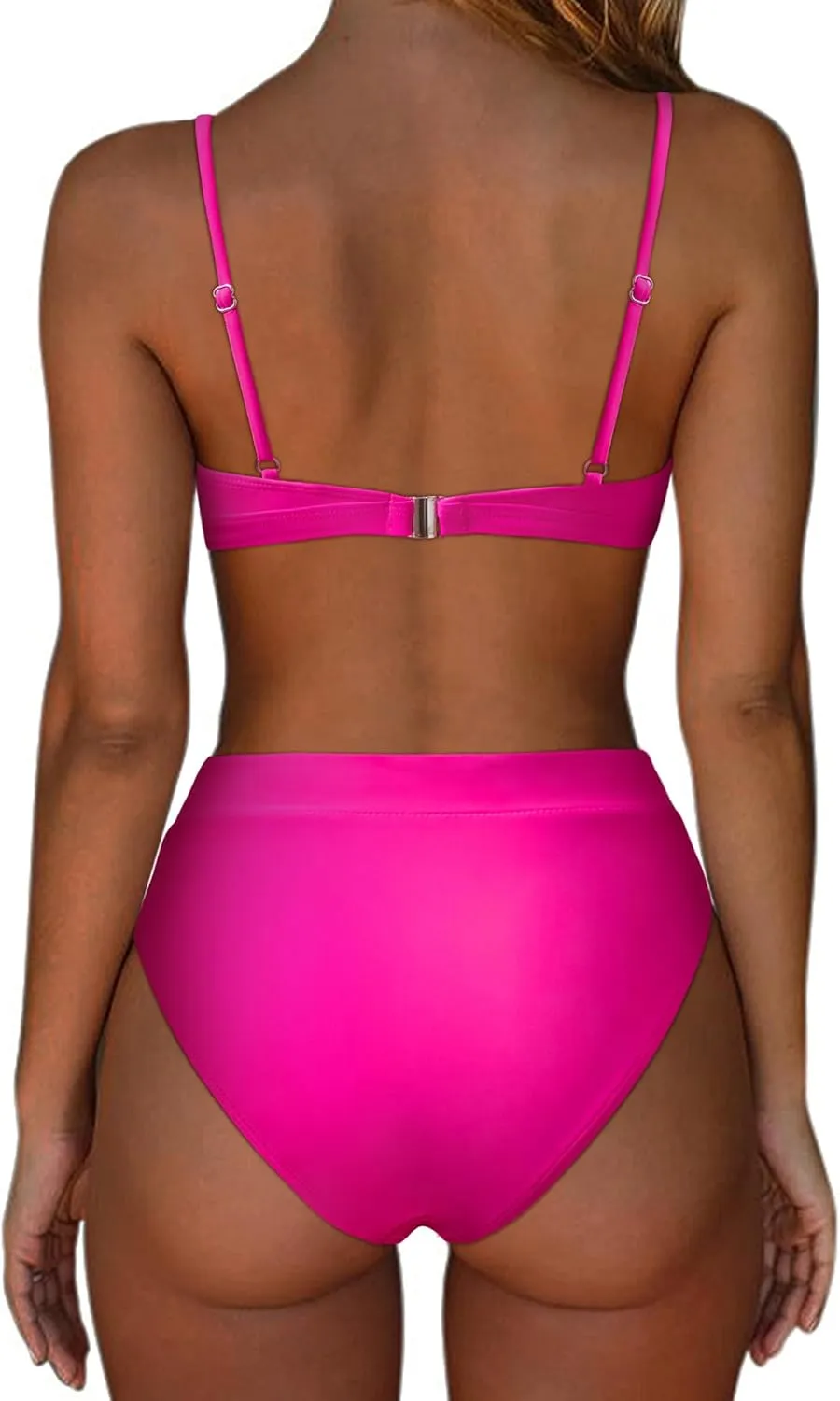 SUUKSESS Women Sexy High Waisted 2 Piece Bikini Sets Triangle High Cut Swimsuits