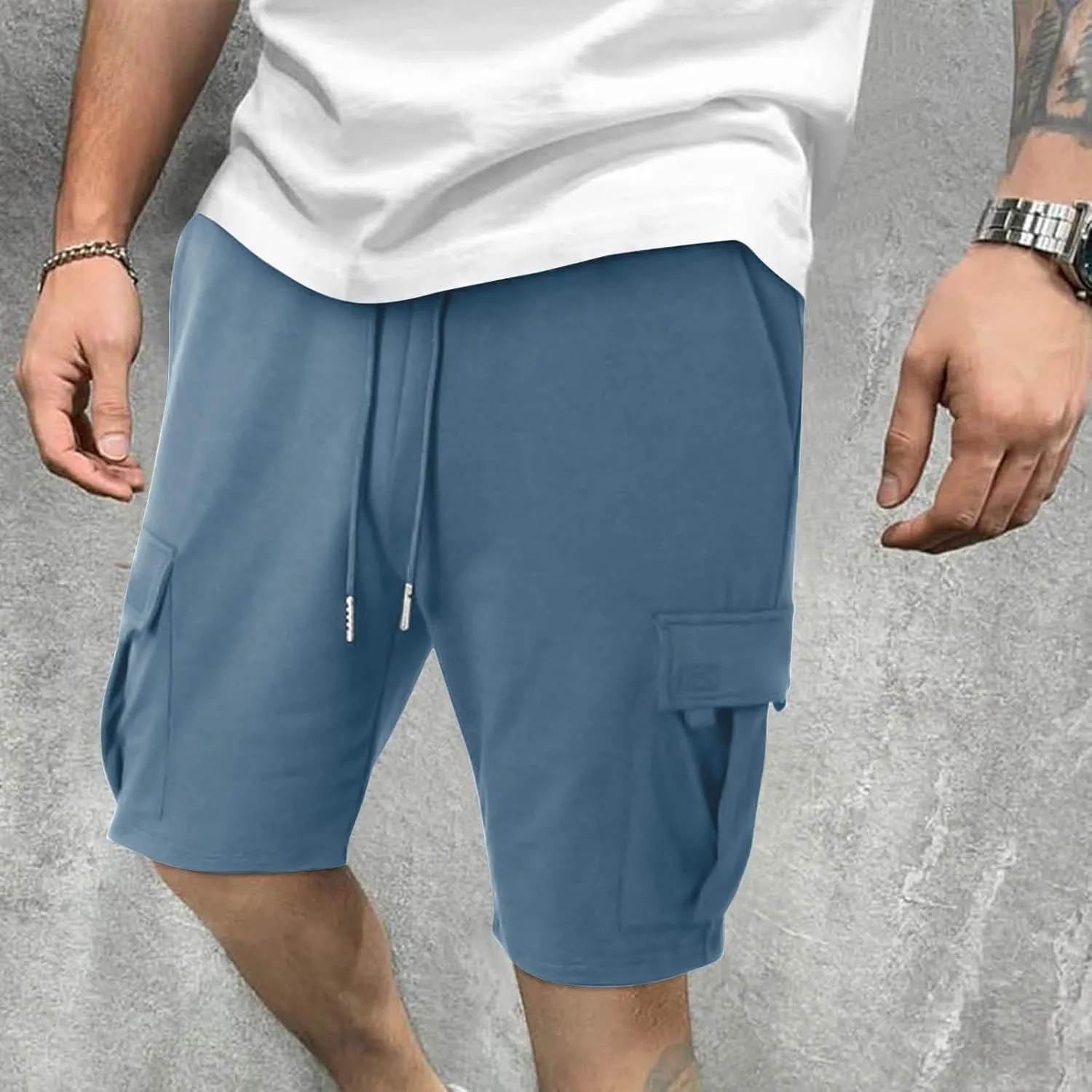 Sweat Shorts Men,Boy's Loose Straight Leg Hiking Sweat Pants Trendy Casual Cargo Pockets Short Pant Men Hiking Pants