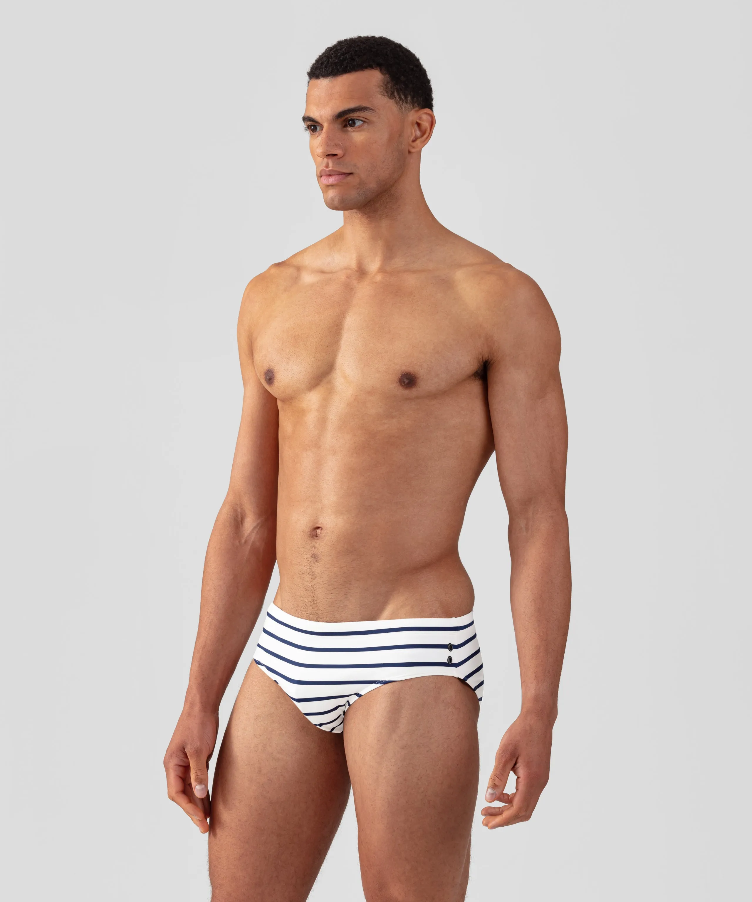 Swim Briefs Irregular Stripes: White/Navy