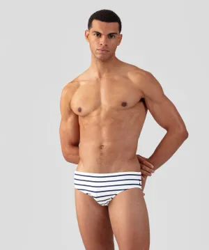 Swim Briefs Irregular Stripes: White/Navy