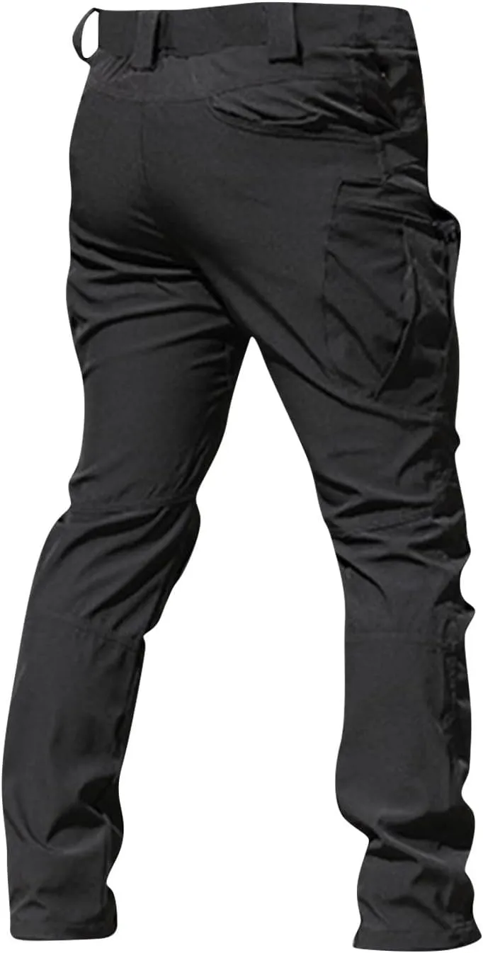 Tactical Pants for Men Military Stretchy Cargo Pants with Pockets Relaxed Fit Water Proof Elastic Waist Work Pants