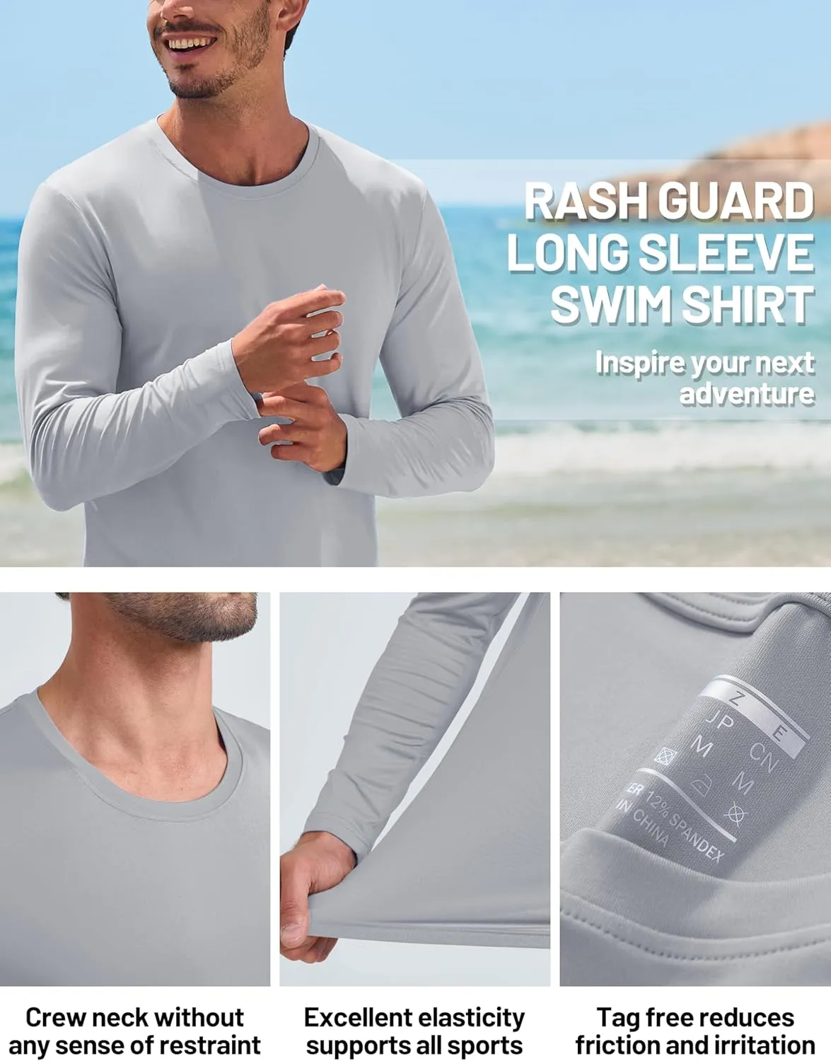 TACVASEN Men's Long Sleeve UPF 80  Shirts Sun Protection UV SPF Shirts Rash Guard Fishing Running Quick Dry Lightweight