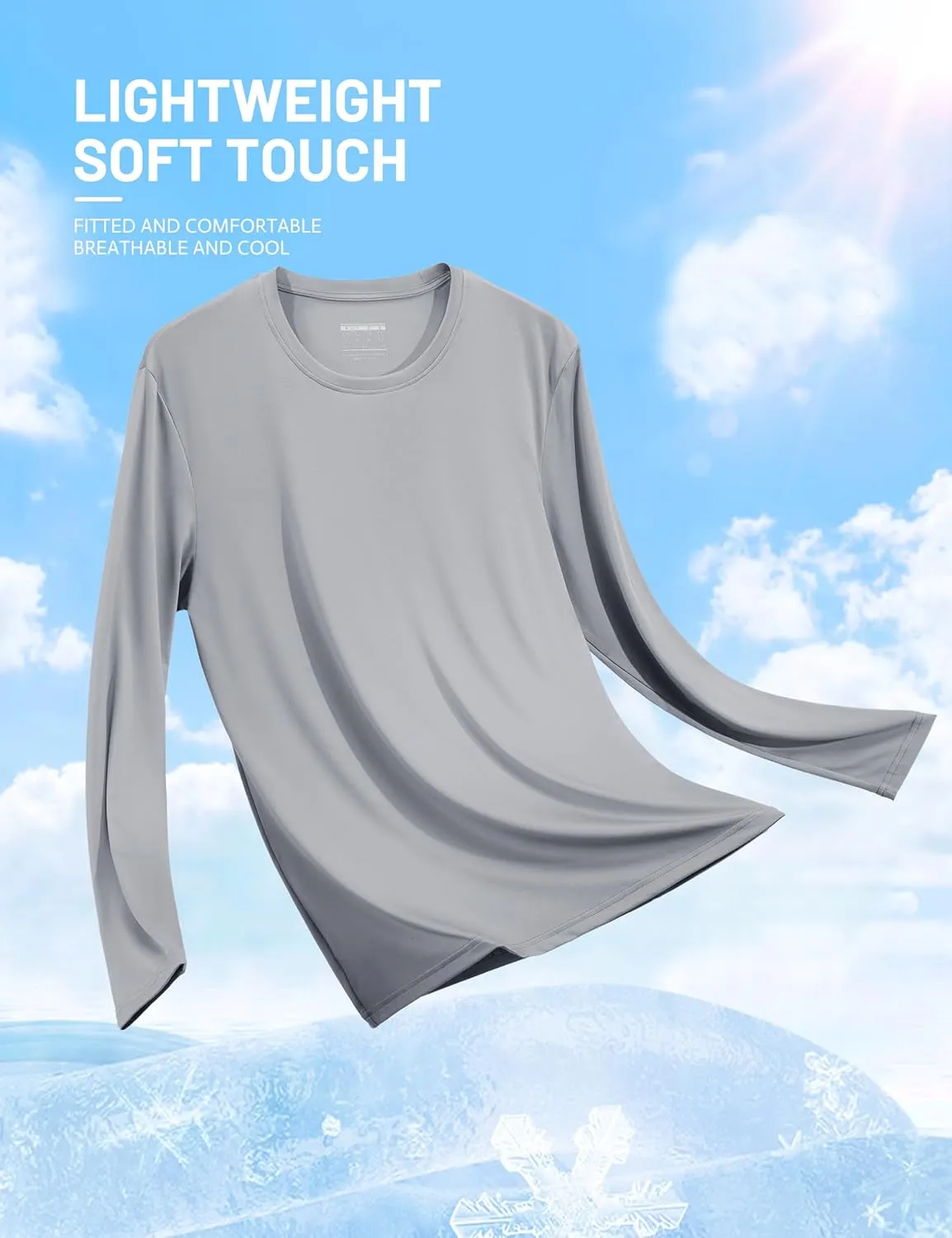 TACVASEN Men's Long Sleeve UPF 80  Shirts Sun Protection UV SPF Shirts Rash Guard Fishing Running Quick Dry Lightweight