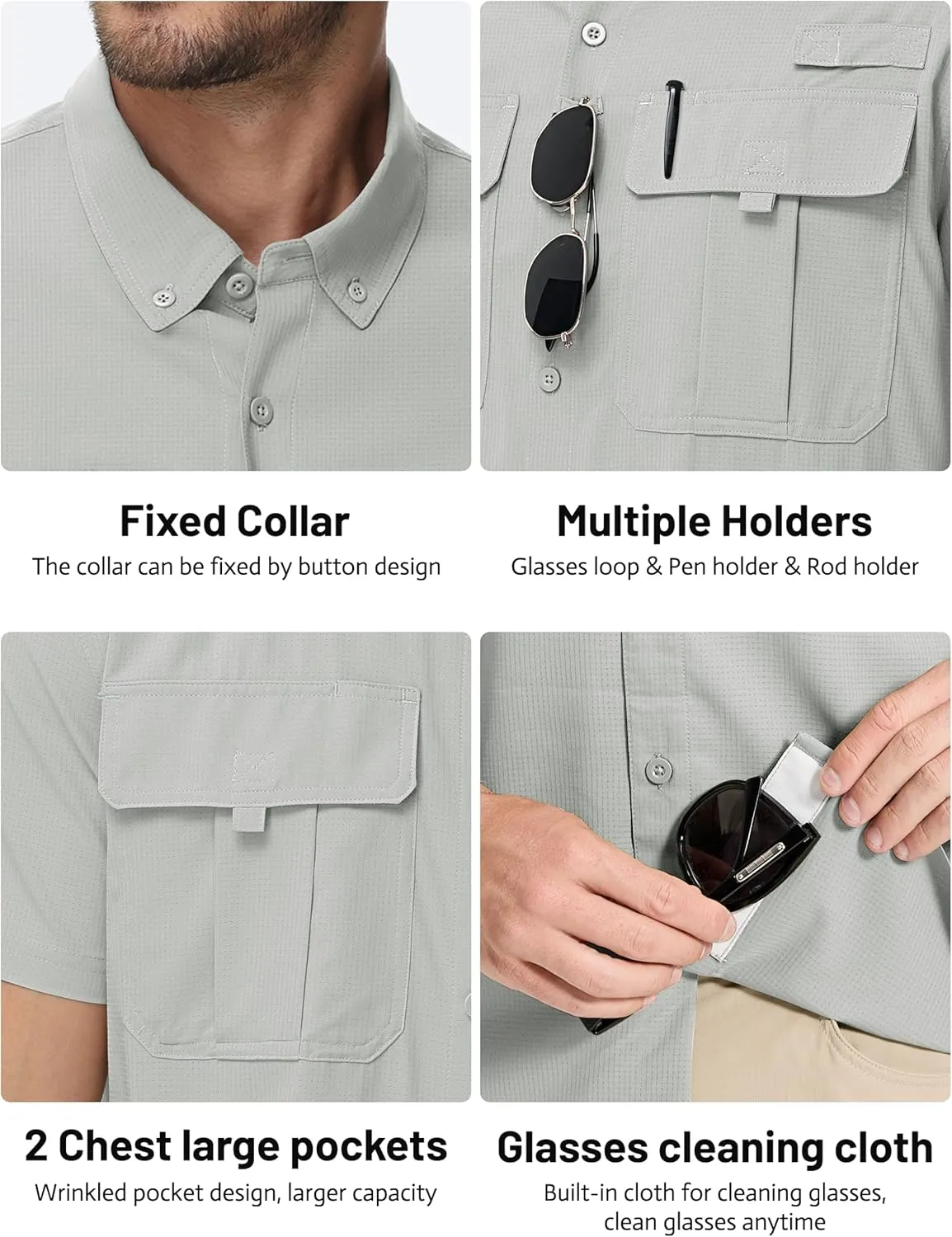 TACVASEN Mens Short Sleeve Sun Protection Shirt UPF 50  Quick Dry Fishing Cooling UV Shirts Outdoor Tactical Hiking Shirts