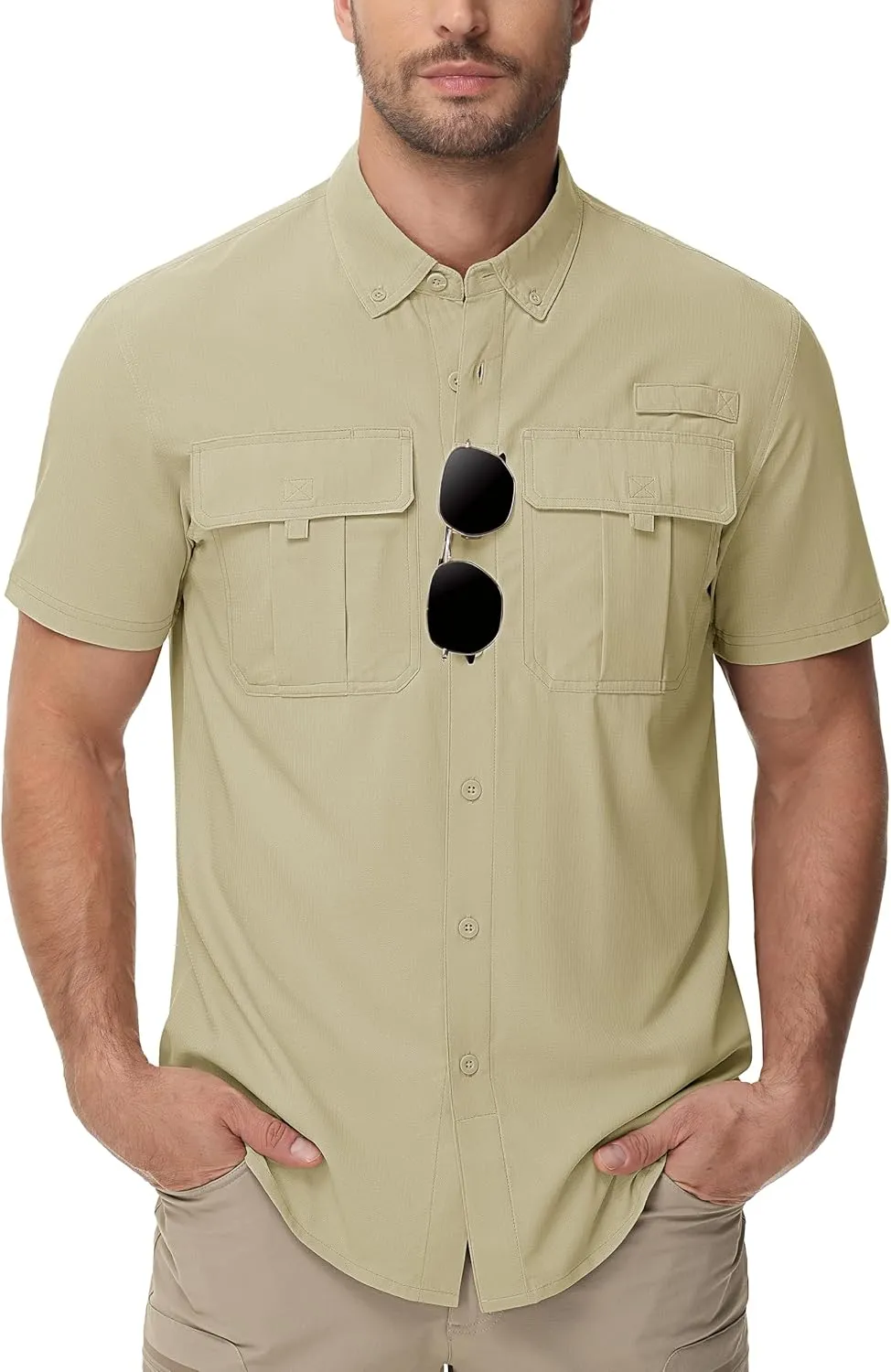 TACVASEN Mens Short Sleeve Sun Protection Shirt UPF 50  Quick Dry Fishing Cooling UV Shirts Outdoor Tactical Hiking Shirts