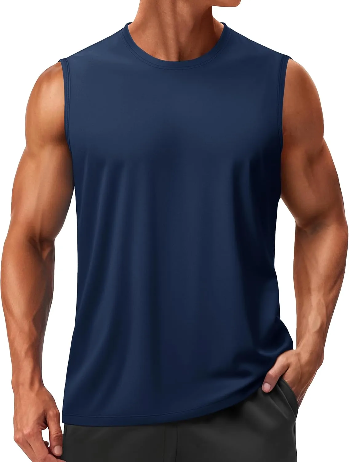 TACVASEN Men's Sleeveless Shirts Quick Dry Tank Tops for Men Sun Protection UPF 50  Athletic Gym Workout Muscle Shirts
