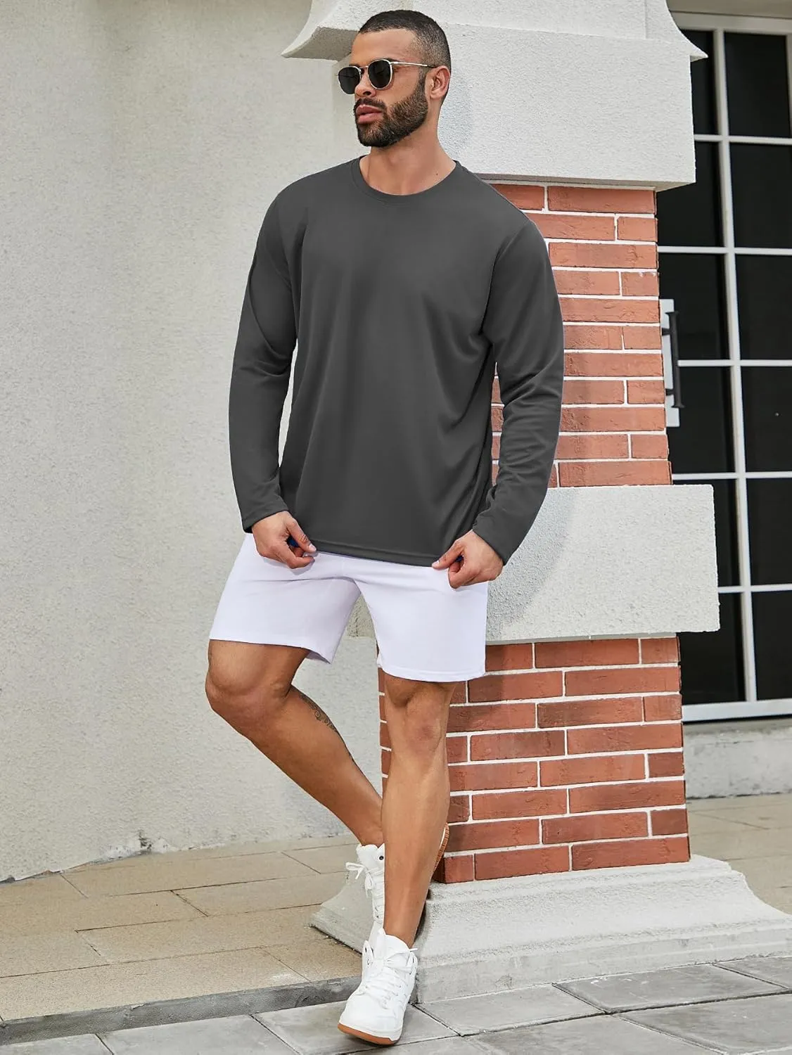 TanBridge 3-5 Pack Long Sleeve Shirts for Men Sun Protection Athletic Gym Workout Shirts for Running T-Shirt