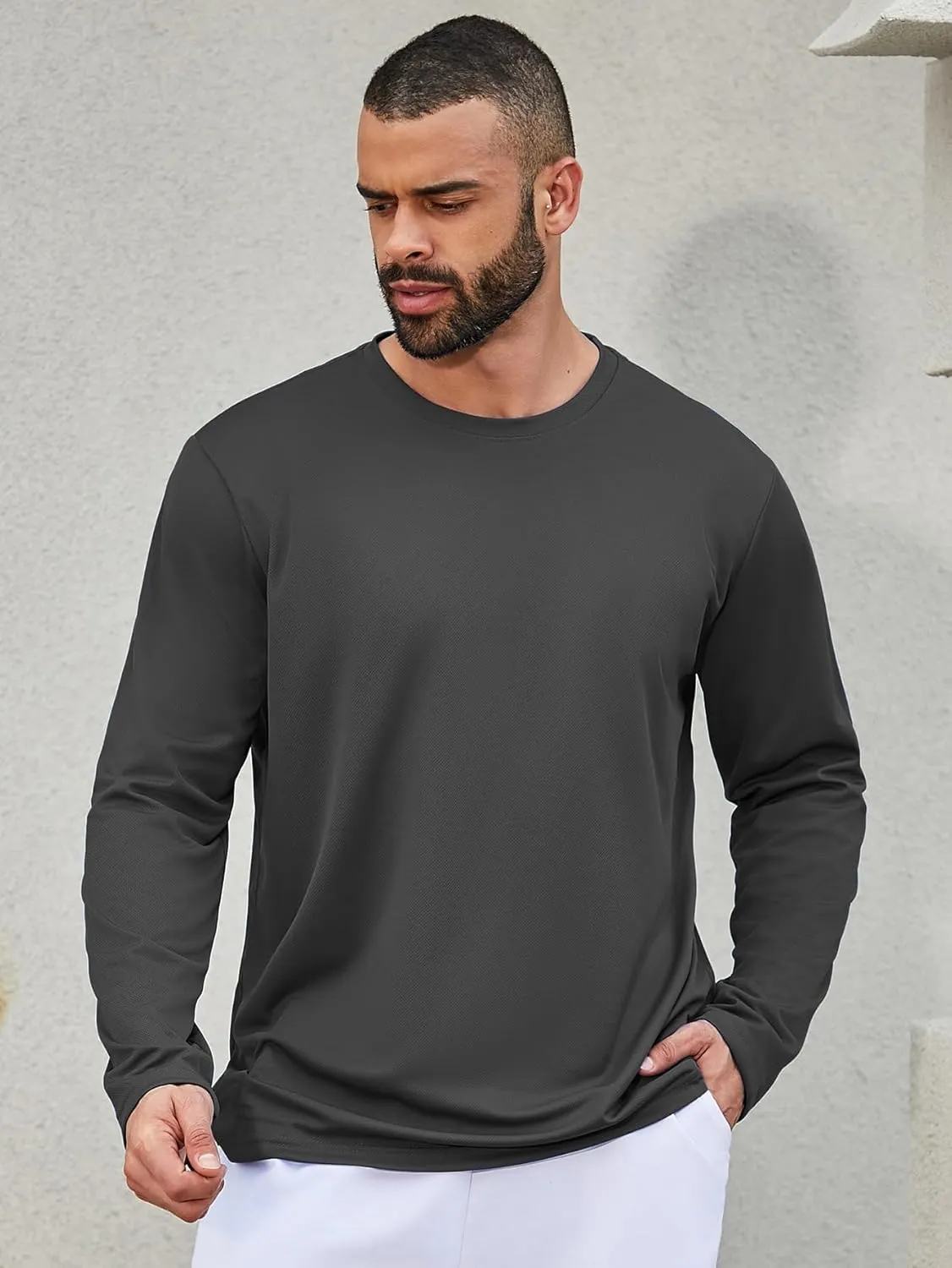 TanBridge 3-5 Pack Long Sleeve Shirts for Men Sun Protection Athletic Gym Workout Shirts for Running T-Shirt