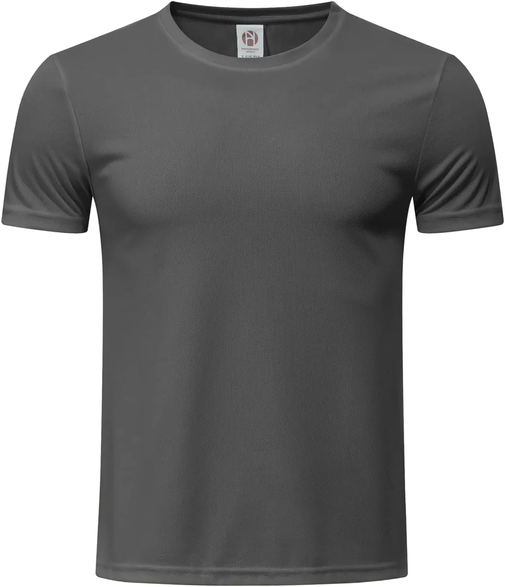 TanBridge 5 Pack Men's Athletic T Shirts Quick Dry Lightweight Short Sleeve Running Shirts for Running Workout Hiking Fishing