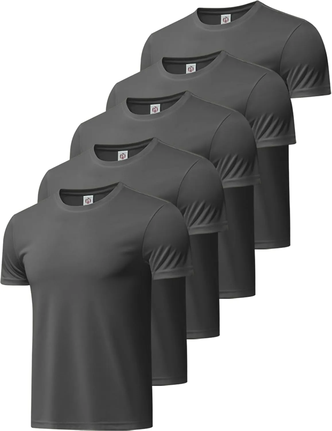 TanBridge 5 Pack Men's Athletic T Shirts Quick Dry Lightweight Short Sleeve Running Shirts for Running Workout Hiking Fishing