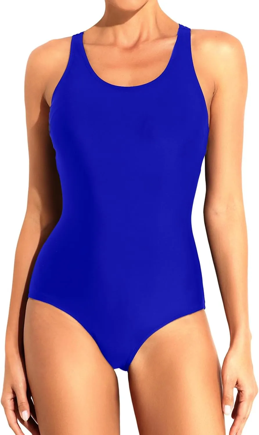 Tempt Me Women Athletic One Piece Swimsuits Training Sport Tummy Control Bathing Suits Full Coverage SwimwearRoyal Blue XL