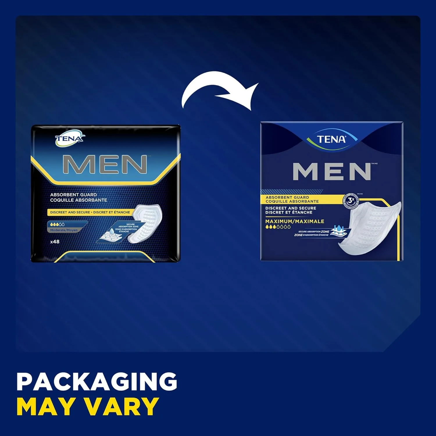 TENA Men Maximum Absorbent Bladder Control Pads, 9.9" Length, Pack of 20