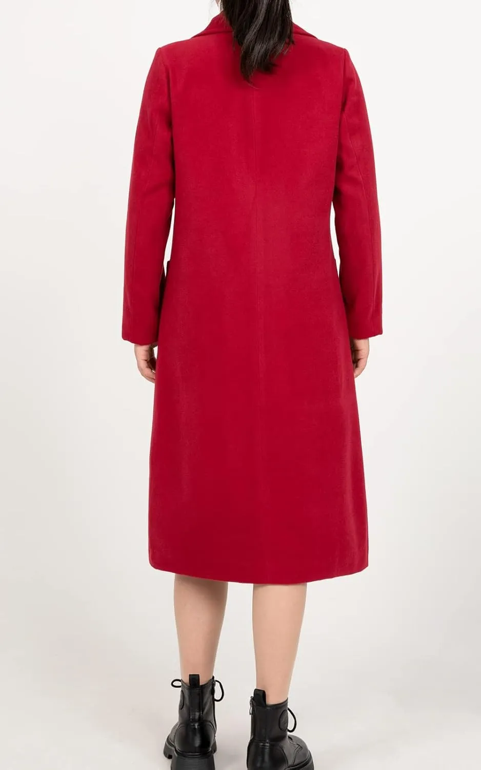 ThCreasa Womens Wool Blend Single Breasted Trench Coat Notch Lapel Winter Peacoat Jacket
