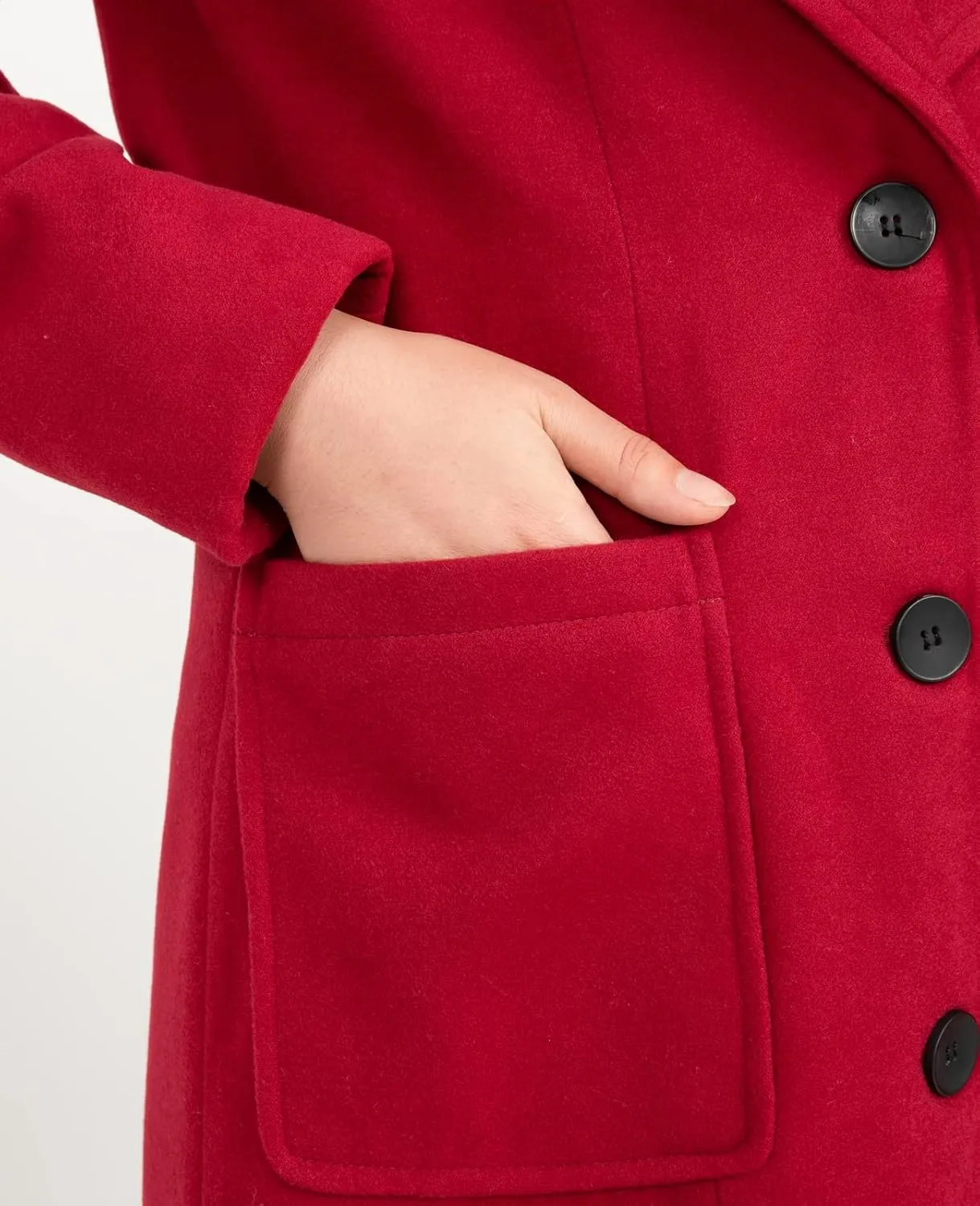 ThCreasa Womens Wool Blend Single Breasted Trench Coat Notch Lapel Winter Peacoat Jacket