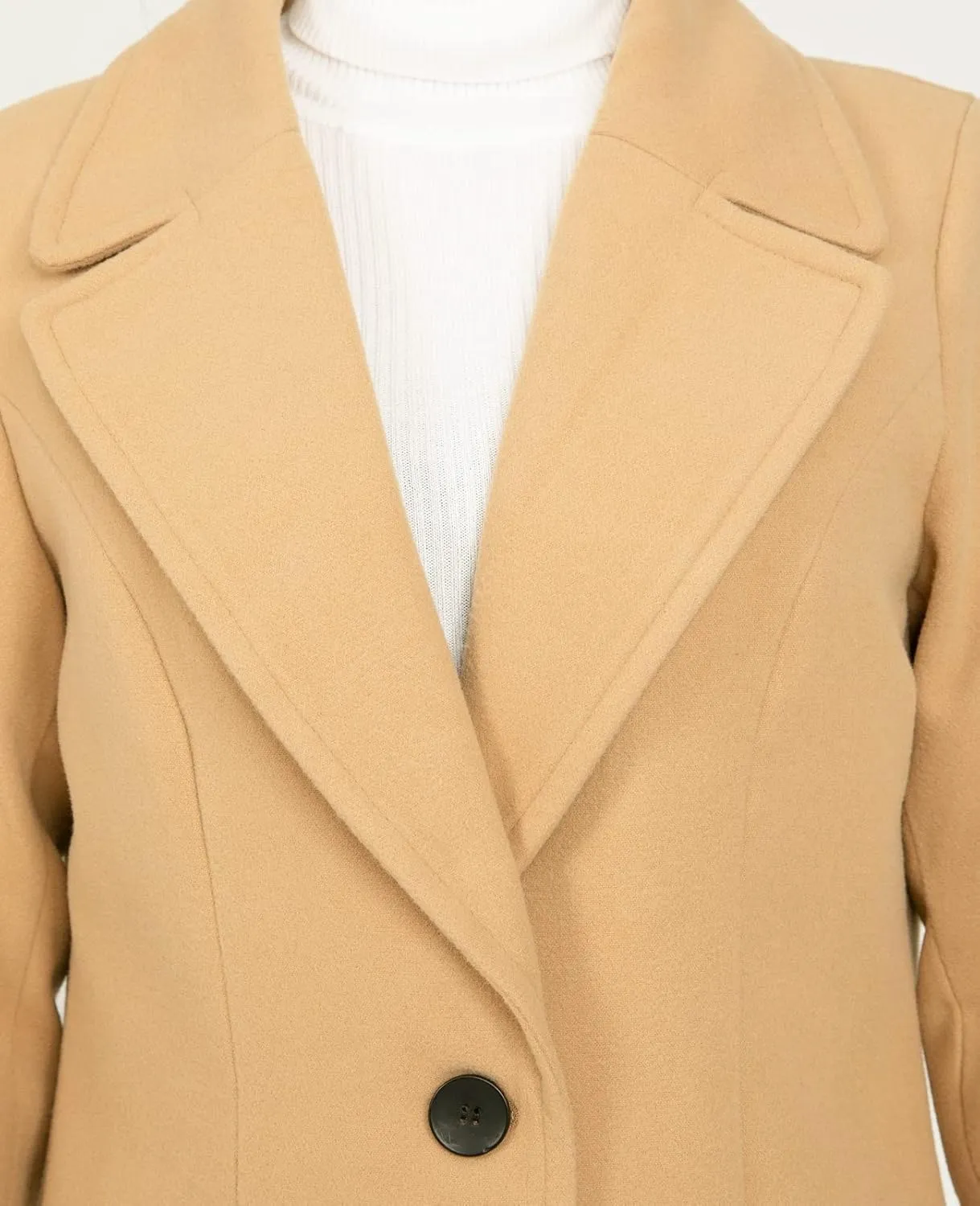 ThCreasa Womens Wool Blend Single Breasted Trench Coat Notch Lapel Winter Peacoat Jacket