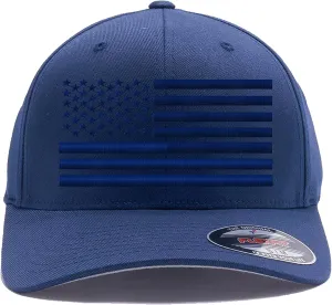 The Blackout American Flag 6277 Flex Fitted Baseball Cap - Custom Embroidered Black USA Flag Flex-Fitted Baseball hat