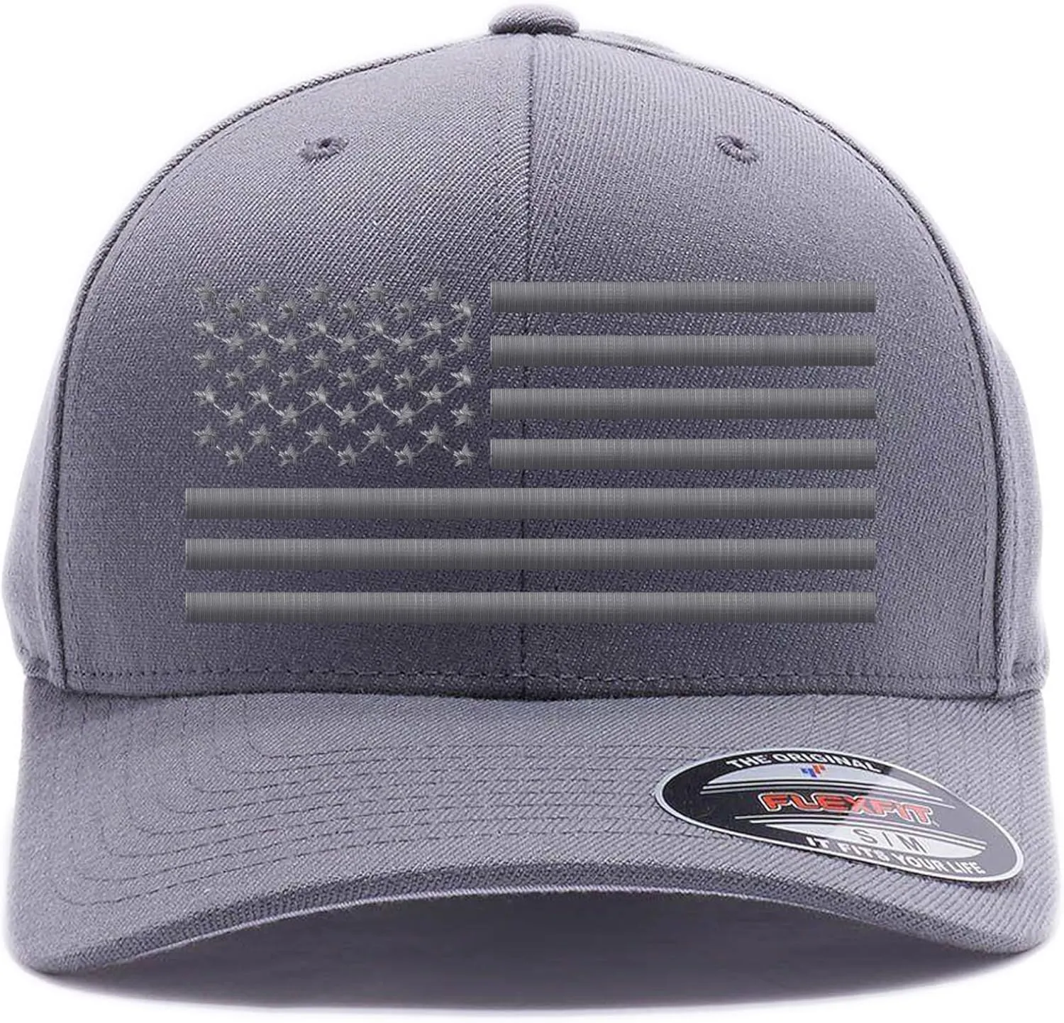 The Blackout American Flag 6277 Flex Fitted Baseball Cap - Custom Embroidered Black USA Flag Flex-Fitted Baseball hat
