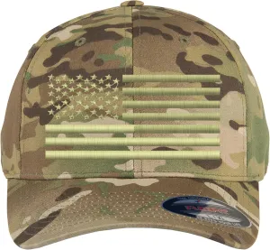The Blackout American Flag 6277 Flex Fitted Baseball Cap - Custom Embroidered Black USA Flag Flex-Fitted Baseball hat