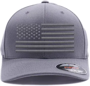 The Blackout American Flag 6277 Flex Fitted Baseball Cap - Custom Embroidered Black USA Flag Flex-Fitted Baseball hat
