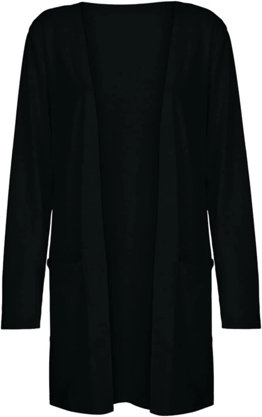 Thin Sweater Cardigan Long V-Neck Womens Ladies Sleeve Pockets Coat Solid Outerwear Light Weight Summer Sweaters