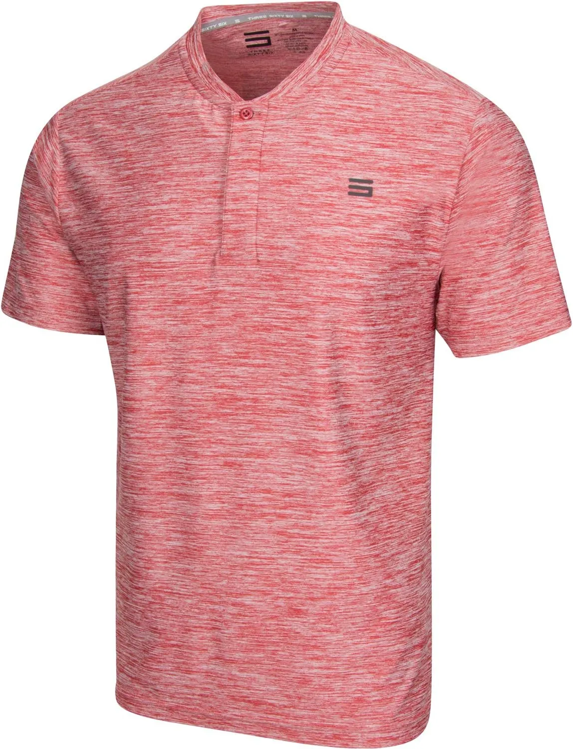 Three Sixty Six Collarless Golf Shirts for Men - Quick Dry Short Sleeve T-Shirt with 4-Way Stretch Fabric & UPF 30