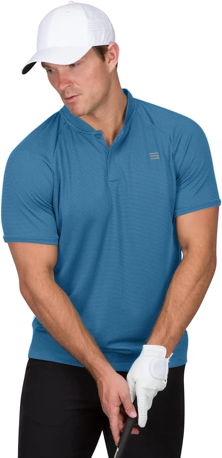 Three Sixty Six Collarless Golf Shirts for Men - Quick Dry Short Sleeve T-Shirt with 4-Way Stretch Fabric & UPF 30