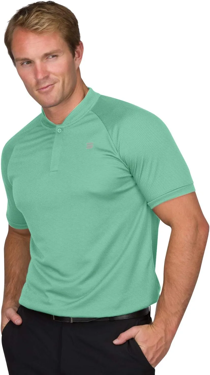 Three Sixty Six Collarless Golf Shirts for Men - Quick Dry Short Sleeve T-Shirt with 4-Way Stretch Fabric & UPF 30