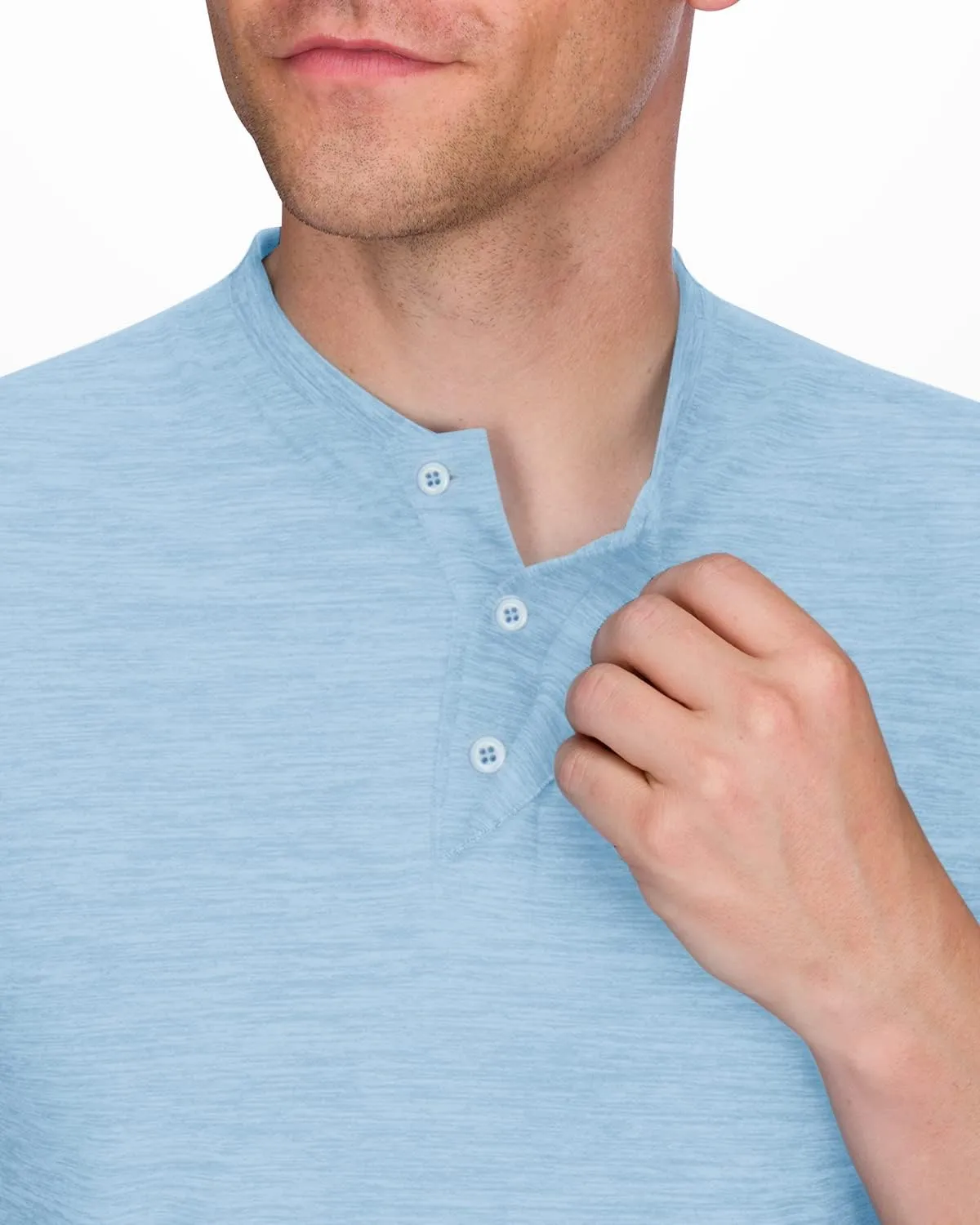 Three Sixty Six Collarless Golf Shirts for Men - Quick Dry Short Sleeve T-Shirt with 4-Way Stretch Fabric & UPF 30