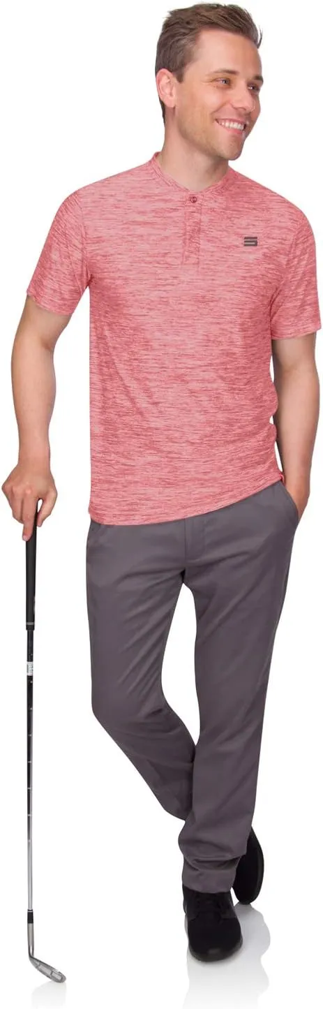 Three Sixty Six Collarless Golf Shirts for Men - Quick Dry Short Sleeve T-Shirt with 4-Way Stretch Fabric & UPF 30